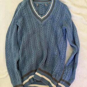 Blue Cable Knit Sweater